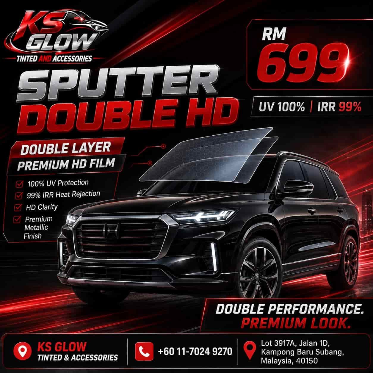 Sputter Double HD tint installed on car
