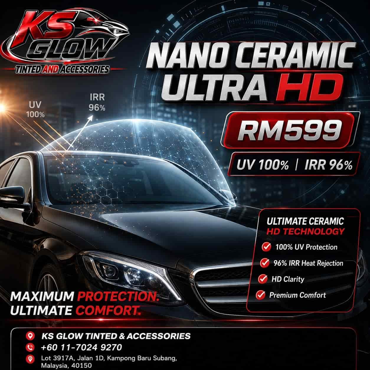 Ceramic Ultra HD tint installed on car window